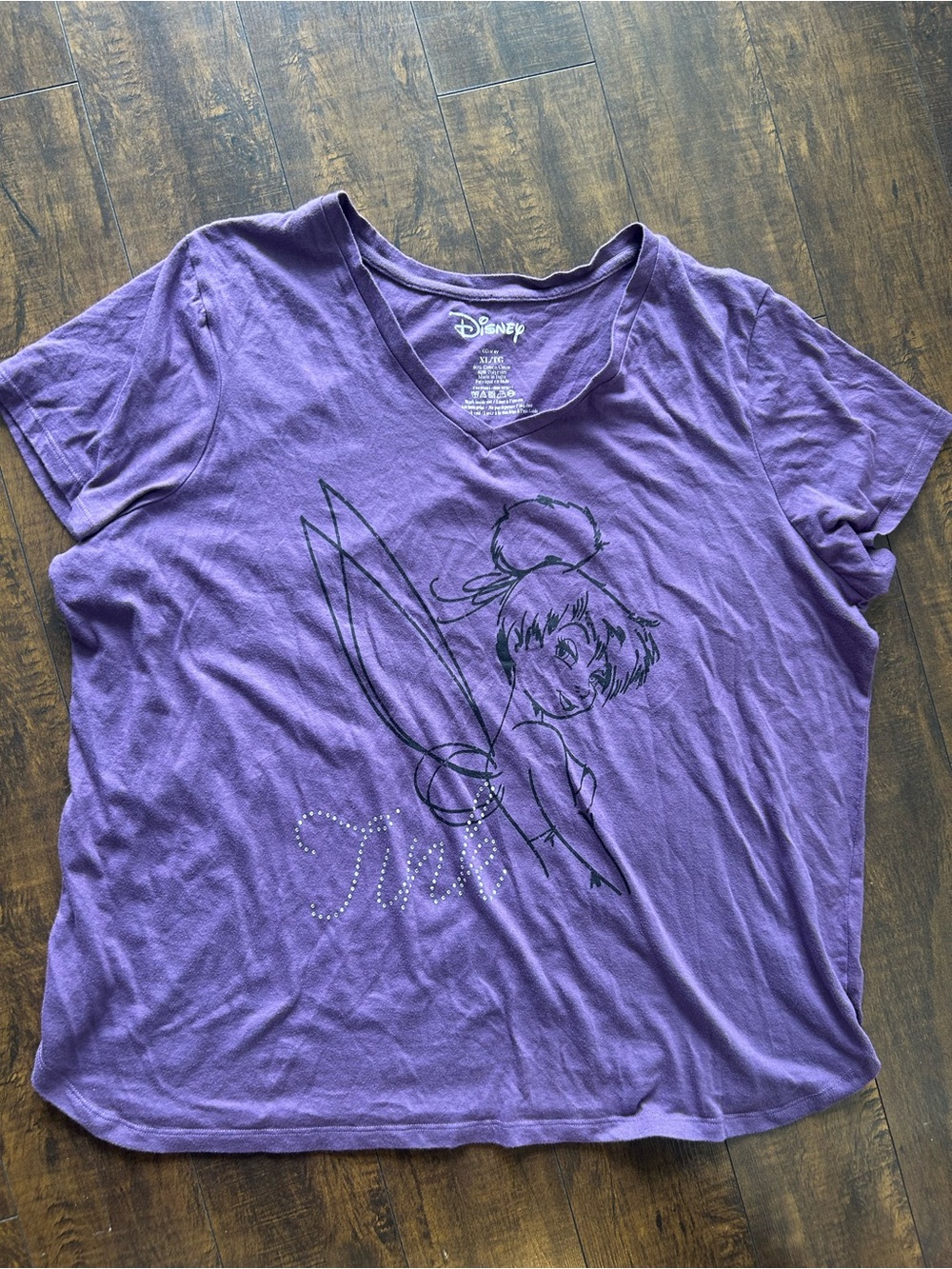 Disney Purple Tinker Bell V-Neck Graphic Tee